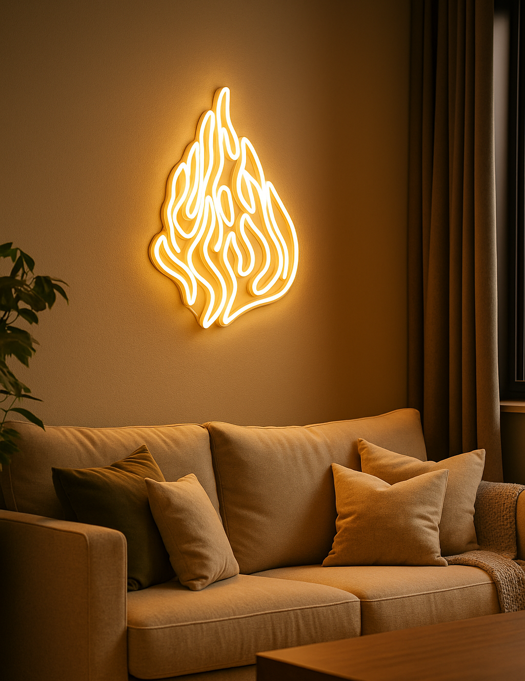 שלט ניאון לבית האש שלי - שלט לבן חם