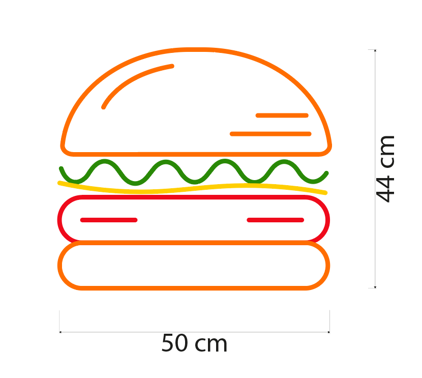 שלט ניאון למסעדה המבורגר Neon Hamburger