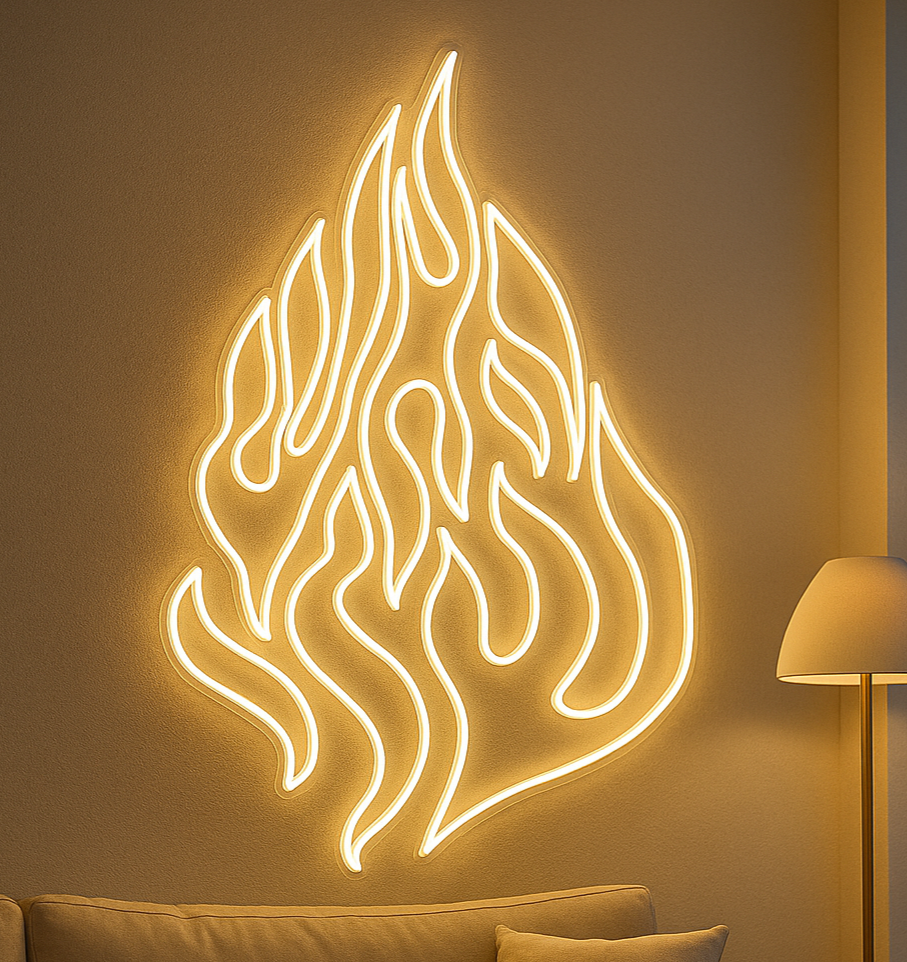שלט ניאון לבית האש שלי - שלט לבן חם